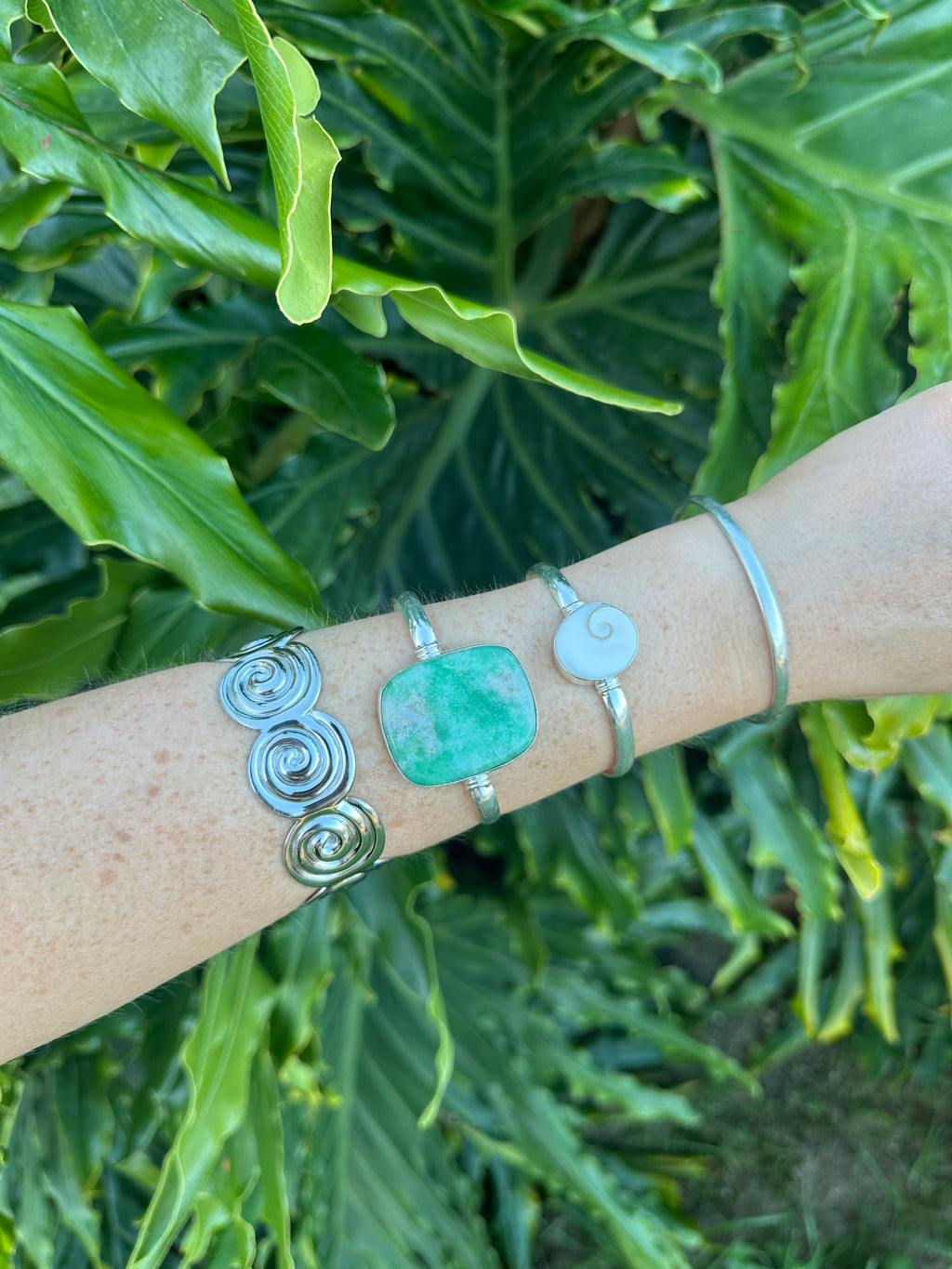 Chrysoprase Single Band Cuff Bracelet