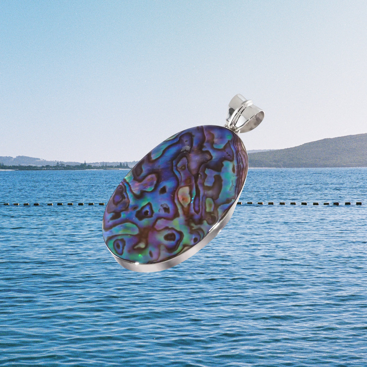 Abalone Shell Large Pendant (With Chain)