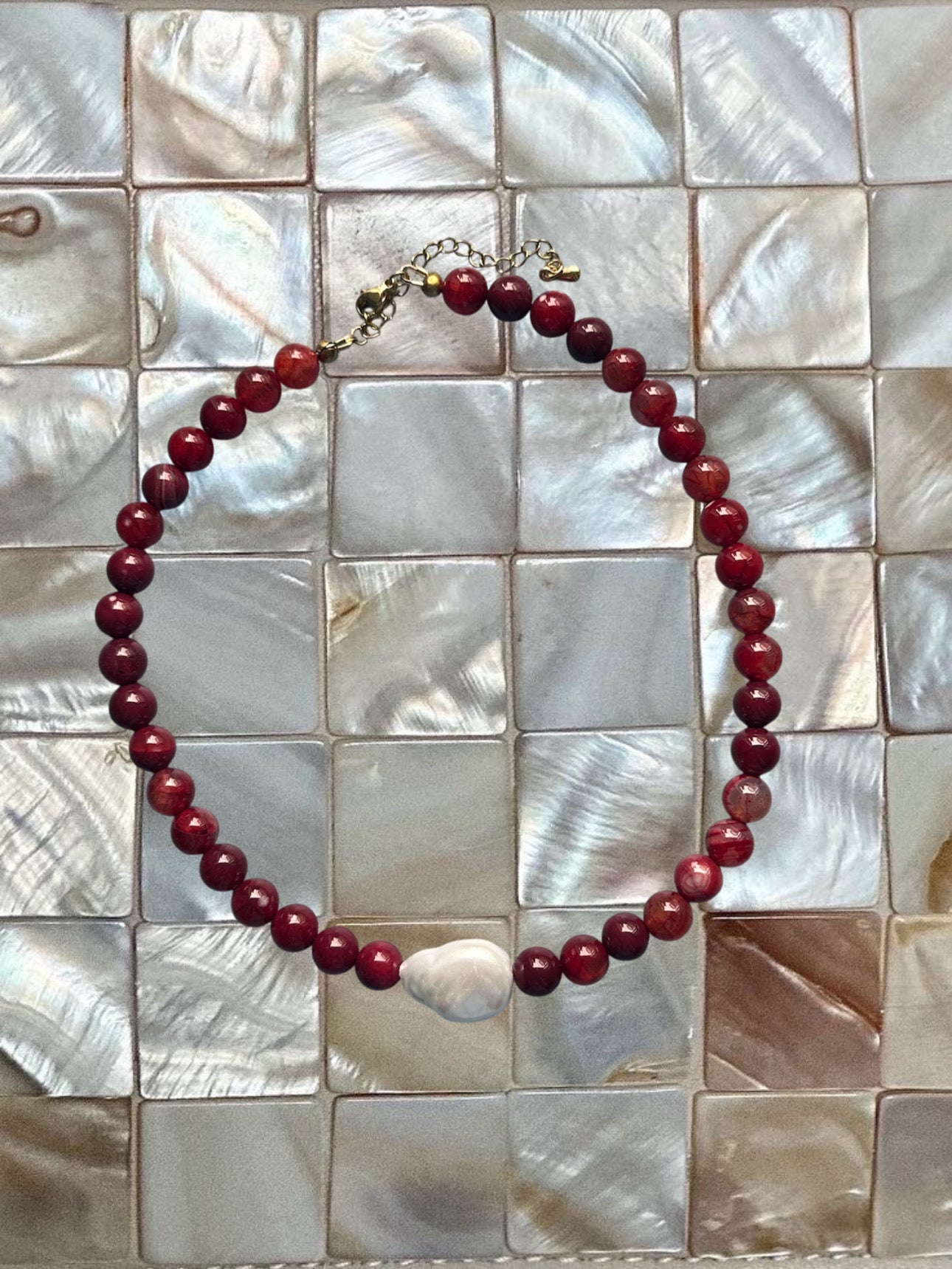 Ruby Beaded Necklace