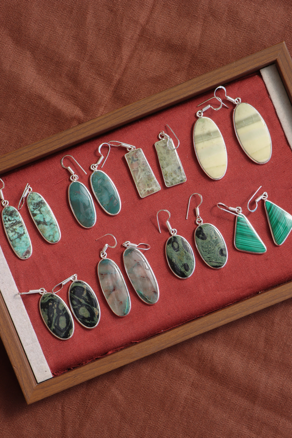 Natural Stone Earrings Green/Blue