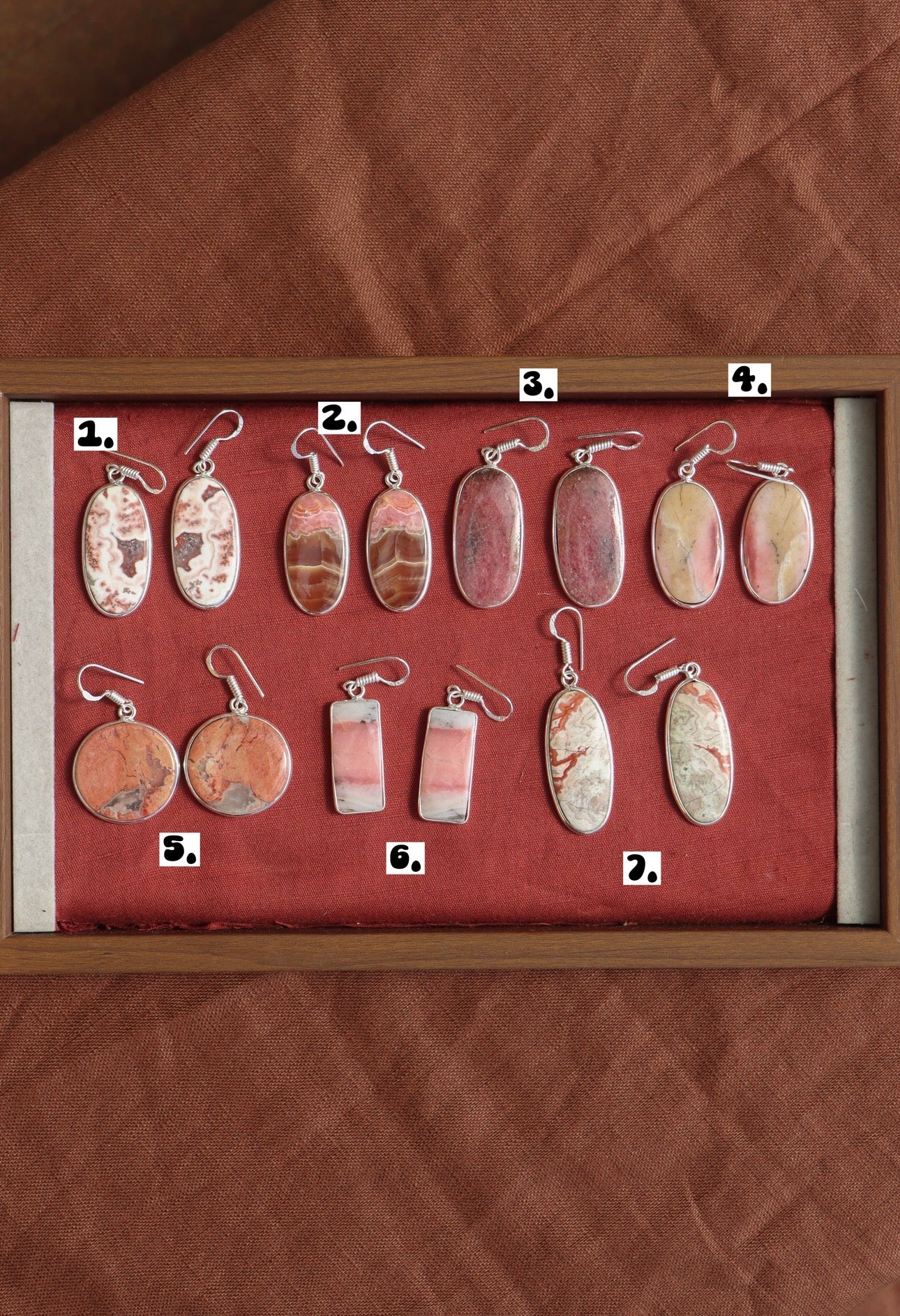 Natural Stone Earrings Pink/Brown