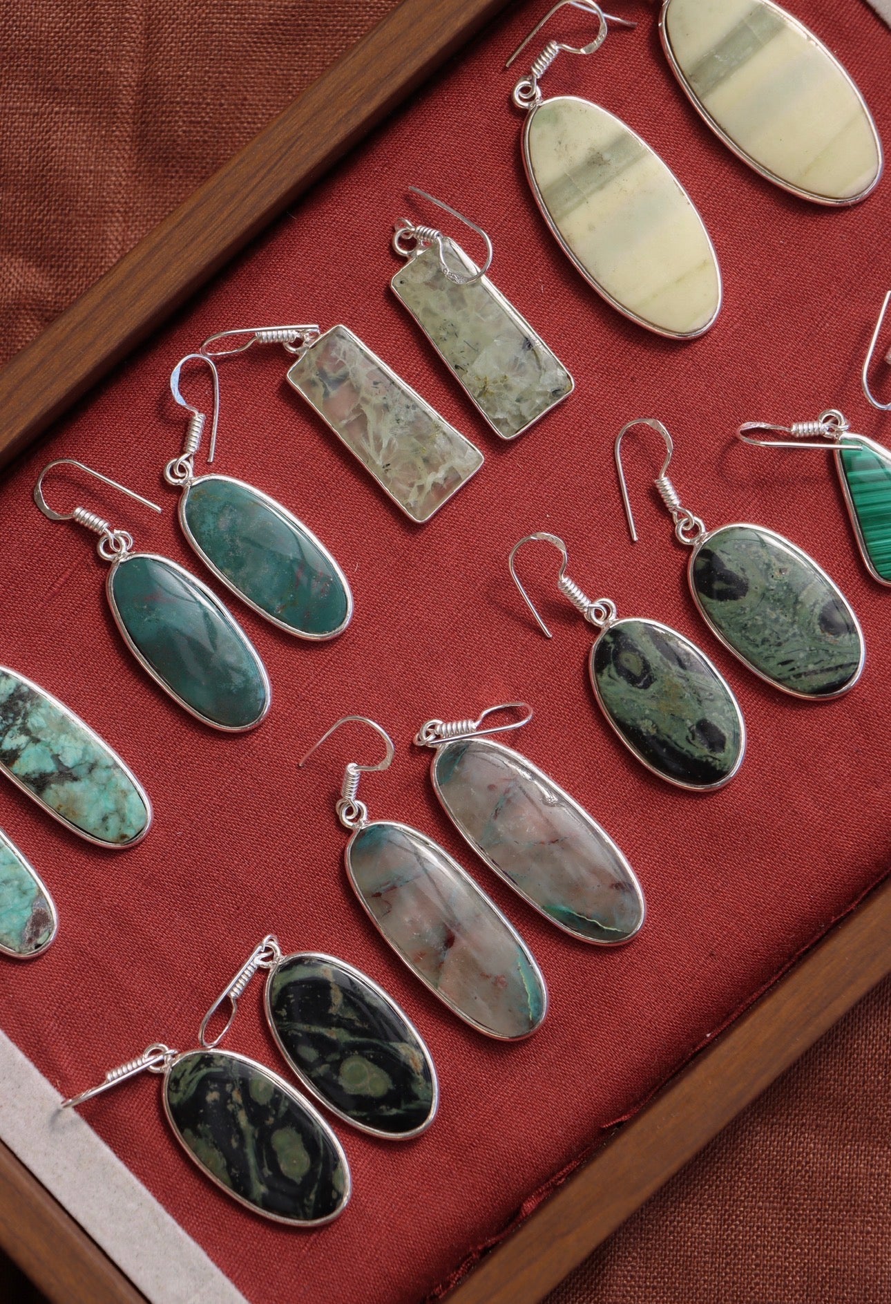 Natural Stone Earrings Green/Blue