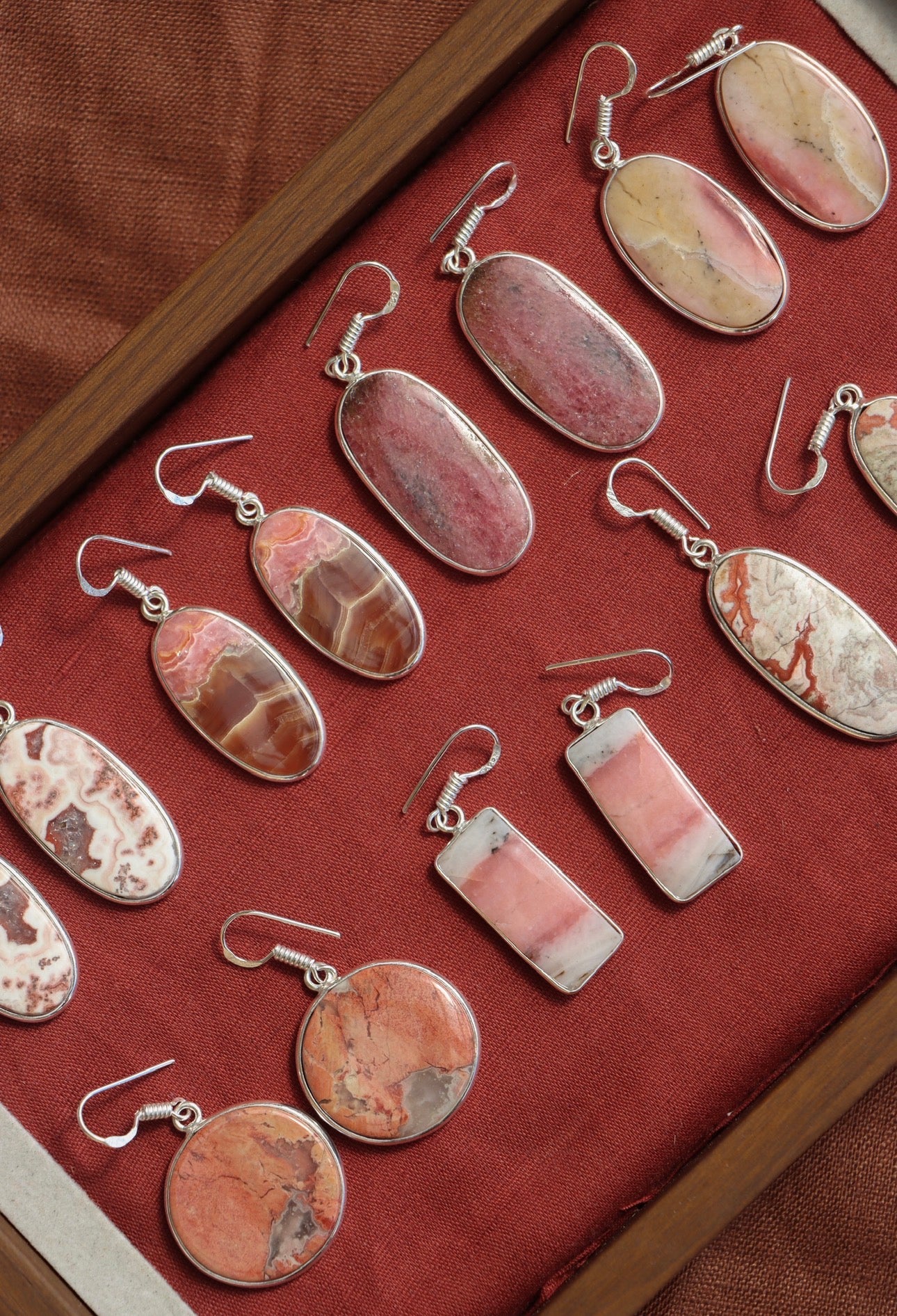 Natural Stone Earrings Pink/Brown